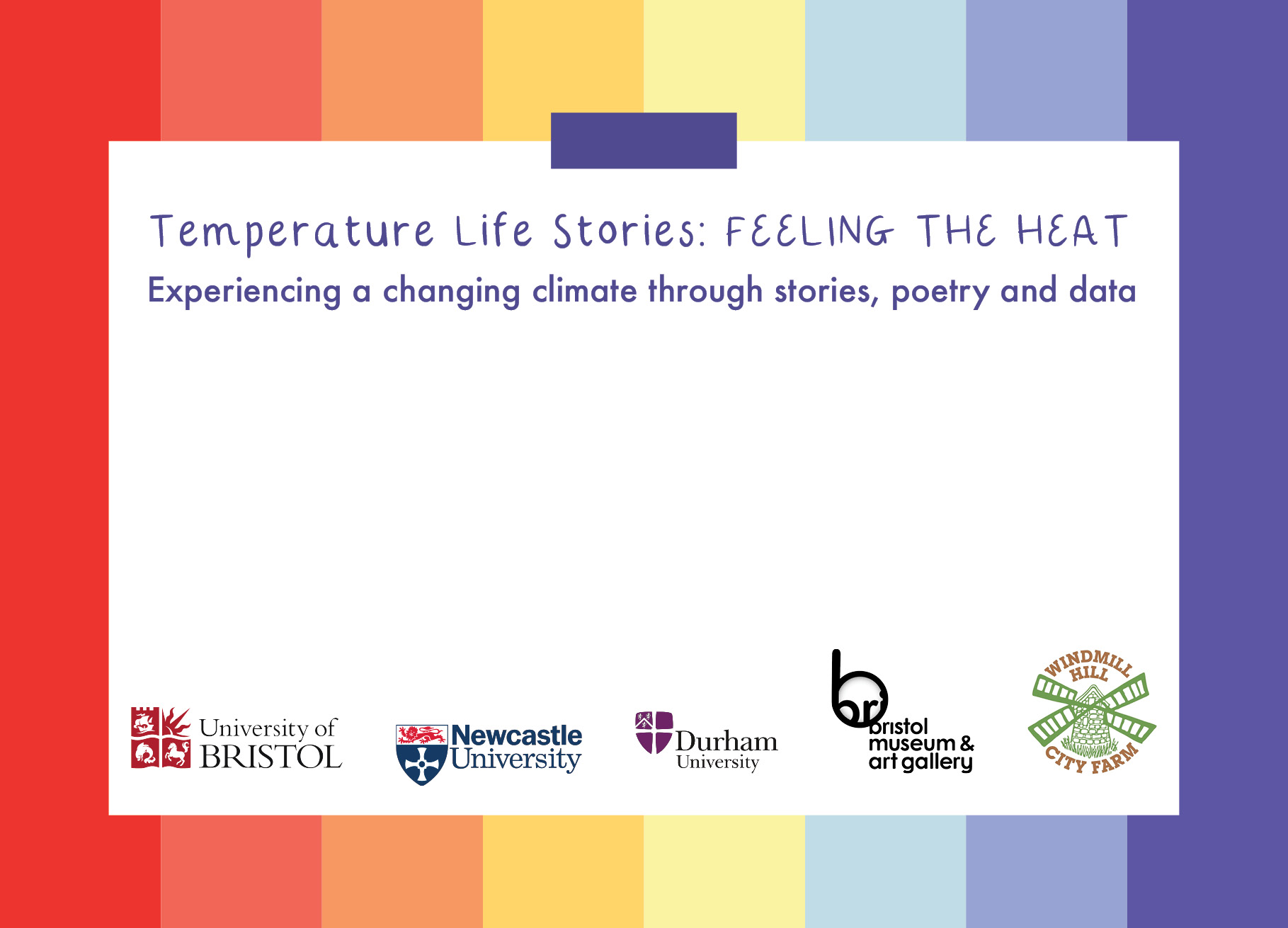Publicity image for Temperature Stories with logos of sponsoring organisations 